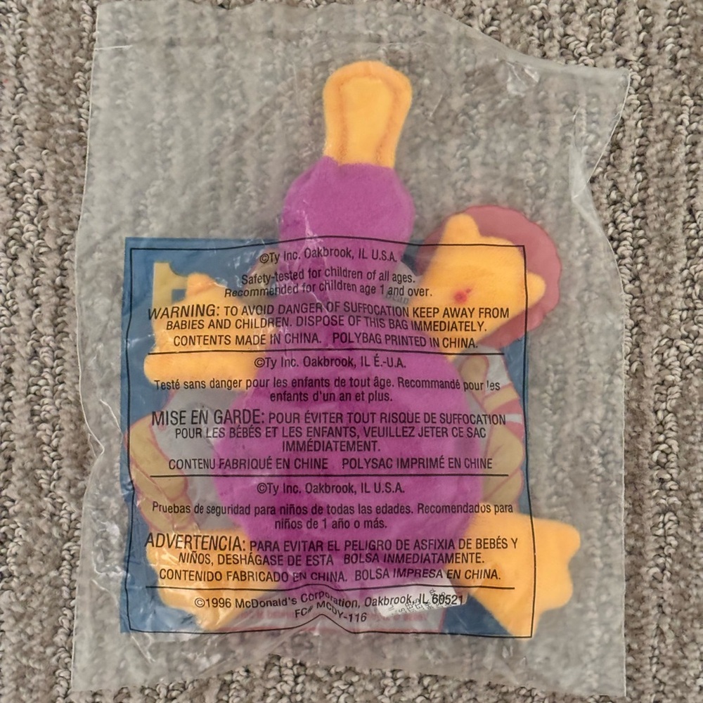 Ty teenie beanie babies Patti the platypus new in package w/ tag, McDonald’s toy